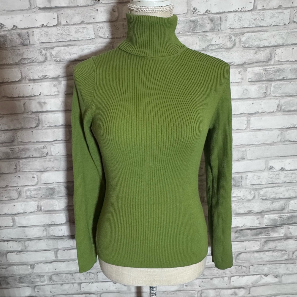 INC International Concepts Vintage Green Ribbed Sweater Top